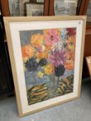 A large pastels floral picture frame 95 x 75cm COLLECT ONLY