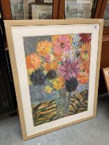 A large pastels floral picture frame 95 x 75cm COLLECT ONLY