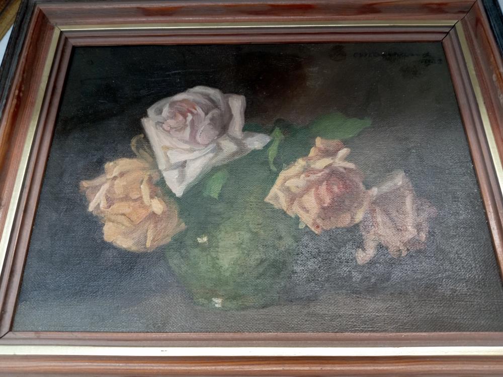 2 Still life paintings on board of Roses 37 x 29cm - Image 3 of 3