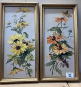 2 Oil on board floral studies by EW Pearson. 1908 in New York