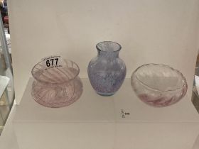 Three pieces of Murano style glass.