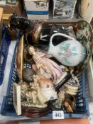 A tray of miscellaneous items including a shire horse