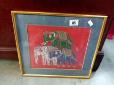 A silk picture of elephants