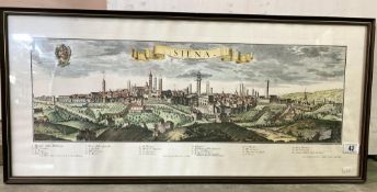 A framed & glazed coloured pictorial townscape Siena Edizioni Ponte Vecchio. COLLECT ONLY