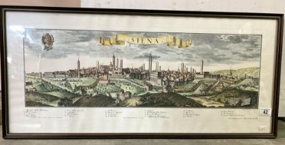 A framed & glazed coloured pictorial townscape Siena Edizioni Ponte Vecchio. COLLECT ONLY