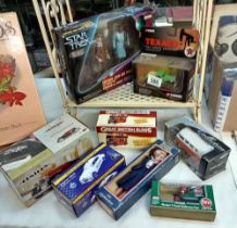 A mixed boxed diecast etc including British airways air stewardess & 4 Star Trek figures etc