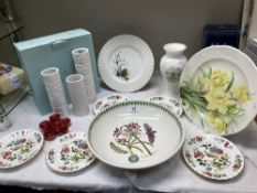 A good lot including A boxed Aynsley vase, Portmeirion bowl, Bird of paradise plates, candle holders