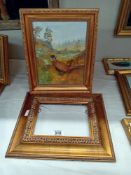 A gilt frame painting of pheasants in the rough & spare frame