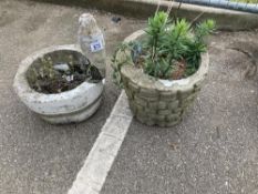 2 Planters, one with a bird of prey