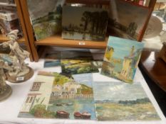 A good lot of oil on boards including country and coastal scenes