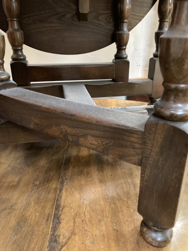 An oak drop leaf table with turned legs and solid supports. COLLECT ONLY - Image 3 of 3