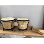 A pair of Tom Tom drums & African pan pipes