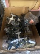 A box of built model aircraft kits