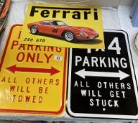 3 Motoring signs, 2 pressed, 1 printed.