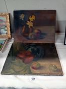 2 Early 20th century oil on canvases of still life