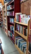 A large quantity of books of various subjects & titles on 5 bookcases with contents (including