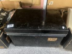 A vintage tin deed box