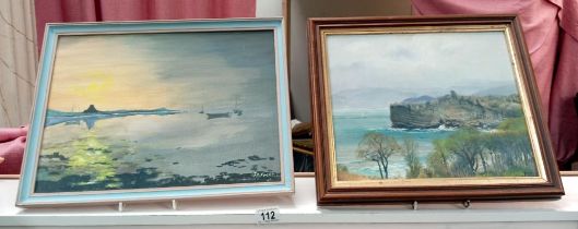 2 Oil on board coastal scenes. 43.5 x 33.5cm & 39 x 34cm