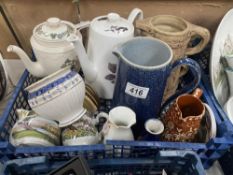 A mixed lot of china including large Denby jugs