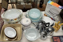 A selection of vintage etc kitchen items including Pyrex tureens etc