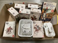 A quantity of vintage Airfix collector series 59mm models. Kits part built. Includes some tubs of