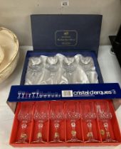 A box of 6 crystal wine glasses & A boxed set of 4 Bohemia glasses