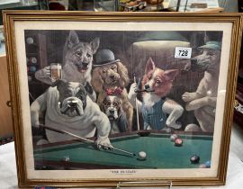 A 'The Hustler' print of dogs playing pool by Arthur Sarnoff