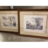 2 Framed & Glazed limited edition prints by Carole Anne Teasdale of a fox 47/300 & Deer 1/300