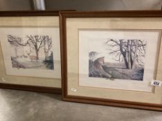 2 Framed & Glazed limited edition prints by Carole Anne Teasdale of a fox 47/300 & Deer 1/300