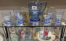 A good lot of vintage glasses including Bristol blue jug & glasses etc
