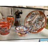 A quantity of Chinese items including Figure, plate etc