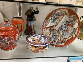 A quantity of Chinese items including Figure, plate etc