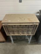 A 15-drawer metal storage cabinet with lift & slide lockable outside door (No key) 77 x 42 x 47cm