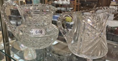 2 Cut glass jugs