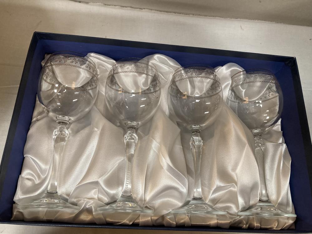 A box of 6 crystal wine glasses & A boxed set of 4 Bohemia glasses - Image 2 of 3