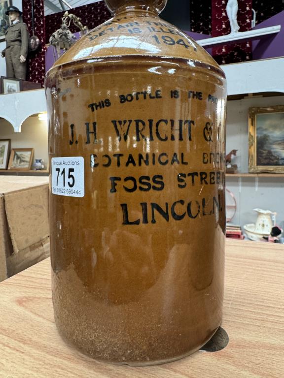 A 1947 JH Wright & Co Lincoln stoneware flagon & unbranded storage jar - Image 2 of 2