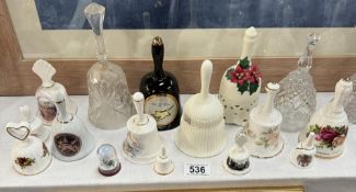 A quantity of vintage bells including Royal Albert