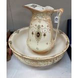 A Crown Devon jug & bowl rim a/f