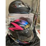 A boxed flip - up motorcycle helmet (Appears new, box is A/F) & A driver motorcycle helmet Size XL &