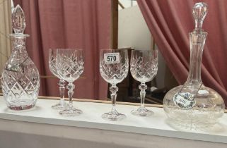 2 Vintage decanters & A set of 4 wine glasses