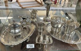 3 Silver napkin rings & A quantity of silver plate viners