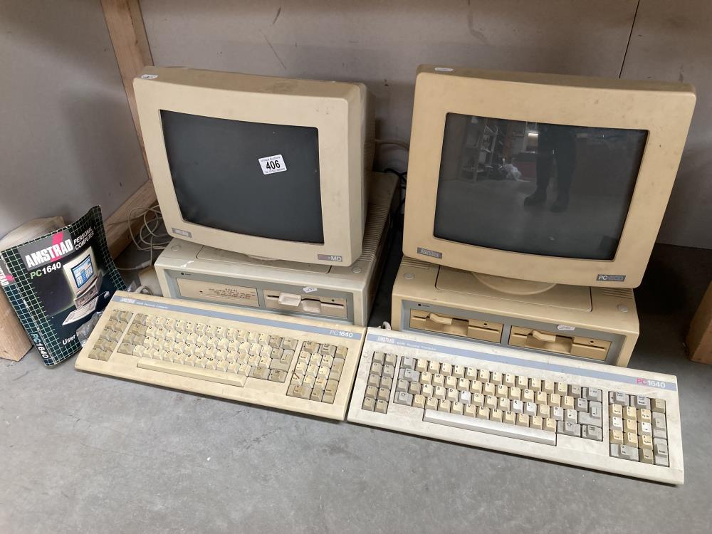 2 Amstrad 640k PC1640 personal computers