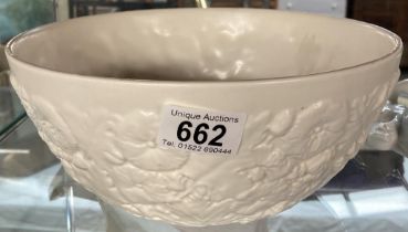 A white Spode Velamore bowl (Floral relief 25cm diameter)