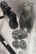 4 Canadian Inuit sculptures.