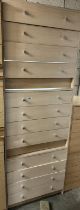 3 x 4 drawer bedroom unitsâ€™ width 9" inches x height 27 inches approximately.