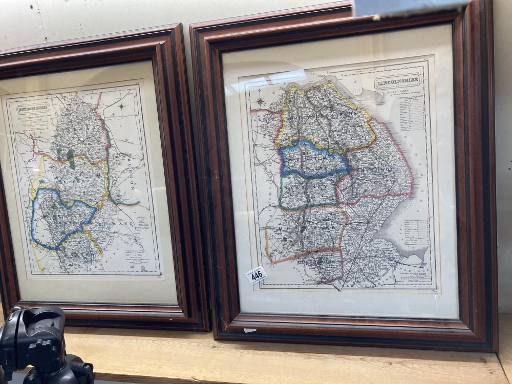 2 Framed & glazed maps of Lincolnshire & Nottinghamshire