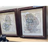 2 Framed & glazed maps of Lincolnshire & Nottinghamshire