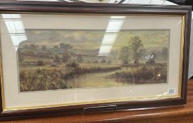 A Countryside print titled 'Golden Stream' 82 x 43cm