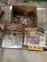 A box of pre-decimal UTC coins etc including Australian bank notes