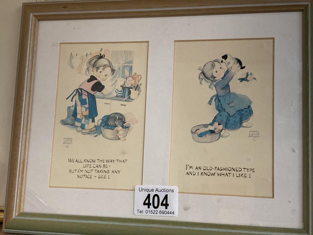 2 Framed Mabel Lucie Attwell postcards